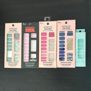 Gloss Gel Nail Strips Set - Pink, Blue, Green